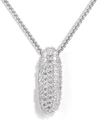 Silver alphabet letter necklace featuring an oval pendant with micro-pave zirconia stones - Letter I / Silver