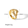18k gold heart ring with white diamonds, 17.6mm inner diameter and 5.2g weight - Simple Zirconia Ring (4224-7)