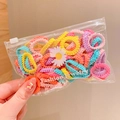 Colorful high-elastic hair bands for girls in a transparent fashion jewelry pouch - 50 PCS Set / Multicolor
