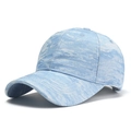 Outdoor light blue and white cloud pattern baseball cap with curved brim and twill texture - Light Color