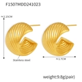 18k vergoldete Edelstahl C-Form Creolen mit gedrehtem Muster in elegantem Gold-Finish - C-Förmige Strukturierte Ohrringe / Gold
