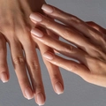 Glossy nude pink square press-on nails shown on hands for a natural salon finish - Flesh Pink