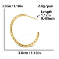 304 stainless steel gold hammered earrings showing 3.0cm diameter and 2.8g weight specs - Gold (D255-G)