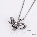 Retro stainless steel punk skull ram horn pendant necklace with size measurements - Vintage Ram Skull Style (9)