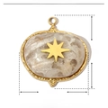 Détail du pendentif ovale en pierre naturelle avec étoile, dimensions 18mm par 19mm - Ovale Pierre Verte avec Étoile d'Or (YE428-3)