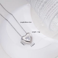 Silver heart pendant necklace with zircon stone inlay and adjustable chain length - Silver Heart