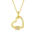 Detail of gold heart pendant with micro-pave cubic zirconia on delicate S925 silver chain - Include Chain 45cm / Gold