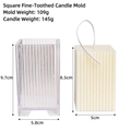 Square ribbed pillar candle mold with fine vertical stripes for DIY candle making - Square Fine Tooth 5x8.5cm
