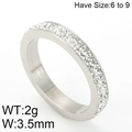 Anillo de acero inoxidable plateado con doble fila de cristales, talla 6-9 y peso 2g - Color Acero Kr46550-k / Talla 6