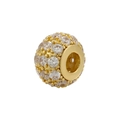 Golden micro-pave zircon round bead charm for DIY bracelet and necklace jewelry making - Gold
