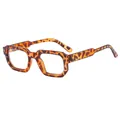 Fashionable tortoise shell square sunglasses with polished frame for men and women - Demi Frame Clear Lens