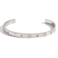 Silver open bangle with rhinestones, starfish and seashell engravings in polished finish - Marine Style Style 3 - Silver Tone