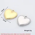 Polished stainless steel heart pendants in gold and silver with beaded edge textures - Style B Heart Pendant (Gold)