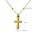 Detail van gouden kruis hanger met spiraalreliëf en 40+5 cm kralenketting sieraad - Getextureerde Spiraal Kruishanger (5778674442890)
