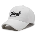 Distressed white cotton baseball cap featuring Fard SINCE 1987 embroidery detail - Adjustable / White