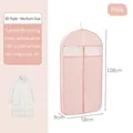 Pink houndstooth garment dust cover with clear window for coats and suits - 3D Style / Medium / Pink