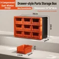 Stapelbares Kleinteilemagazin mit 9 Schubladen in Orange und Schwarz für Werkzeuge - Orange 9 Schubladen