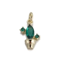 14k gold-plated cactus pendant with emerald green crystals for DIY jewelry making - Green Gemstone Cactus