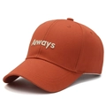 Terracotta cotton baseball cap with Always embroidery in a 45-degree side view - Adjustable / Orange
