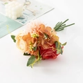 Artificial bouquet with dark red roses and pink dahlias for wedding and home decor - Champagne