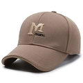 Khaki breathable baseball cap with gold embroidered letter M and Champal branding - Brown