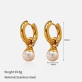Eleganti orecchini a goccia in acciaio placcato oro 18K con perle e cristalli - Orecchini a Cerchio con Perla Dorati