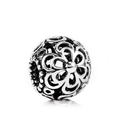 Silver bead charm with hollow flower patterns for DIY jewelry bracelets and necklaces - Hollow Flower