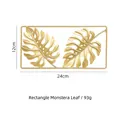 Décoration murale en métal doré avec feuilles de monstera rectangulaire, 12x24cm, 93g - Feuille de Monstera Rectangulaire / Or