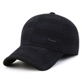 Berretto da baseball maschile blu navy in lana con trama a righe e fodera in pile - Regolabile / Blu navy