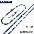Ensemble collier et bracelet Figaro 3:1 en acier noir de 3mm pour un style hip-hop - 3mm Noir