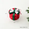 Mini red felt Christmas gift box ornament with white dots and green ribbon, 8cm diameter - Polka Dot Gift Box