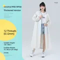 Long white reusable hooded EVA raincoat in coconut milk white with elastic cuffs - Coconut Milk White (100g)