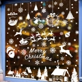 Stickers de Noël blancs pour fenêtre avec Père Noël, rennes et flocons de neige - Lot de 5 Mixte B