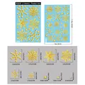 Static white snowflake window stickers BQ650 set for Christmas glass decor 2 sheets - BQ650 Gold Snowflake 2 Sheets / 3D Visual Effect Gold Snowflake