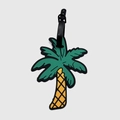 Cartoon coconut tree luggage tag in green and yellow PVC with adjustable black strap - Coconut Tree Pattern
