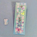 Glittery laboratory bear sticker set with matching acrylic pendant for DIY decor - Rabbit Laboratory