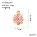 Detailed view showing 15mm x 12mm dimensions of handmade woven star and moon bead pendant - Round/Flower / Pink (Round)