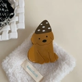 Pince à cheveux labrador en acétate marron avec chapeau à pois pour femme - 8.5*5.4cm / Marron
