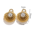Goldener Muschel-Anhänger mit grauer Perle für DIY-Schmuckherstellung, 18x14mm groß - Grau