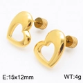 Boucles d'oreilles cœur évidé en acier titane doré avec fermoir à vis sécurisé - Or (KE110652-Z)