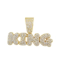 Hip hop KING letter pendant necklace in golden finish with sparkling rhinestones - Gold Single Pendant (Letter KING)