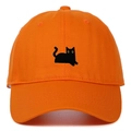 Casquette orange en coton avec broderie chat noir et design de protection solaire décontracté - Réglable / Orange