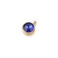 10mm golden stainless steel pendant with round dark blue crystal birthstone - Royal Blue