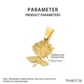 Detalle con dimensiones de 35x21mm y peso de 3g del colgante de rosa en 3D - 35x21mm / Estilo Dorado (KP115325-TOM)