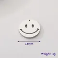 Hollow 18mm stainless steel smiley face charm pendant with 3g weight for jewelry DIY - Hollow Style (KLJ6098-Z) / 18mm / Silver