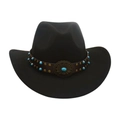 Cappello da cowboy western retrò nero a tesa larga con fascia decorativa turchese - Taglia unica / Nero
