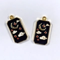 Star and moon tarot charms in dark blue enamel finish for DIY jewelry making - Cloud