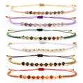 Set of six colorful woven cord bracelets with semi-precious beads and adjustable knots - 6Pcs Multicolored Set