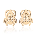 Minimalist golden frog stud earrings with a vintage geometric hollowed-out animal design - Insect / Gold
