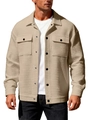 Chaqueta acolchada caqui para hombre con diseño de panal y bolsillos con solapa - S / Caqui